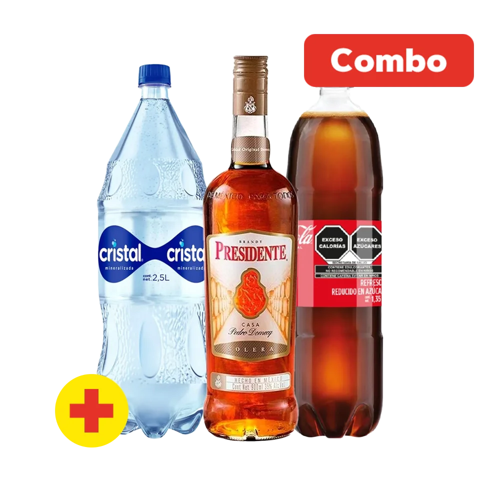 COMBO PRESIDENTE + COCA COLA + AGUA MINERAL 1  PAQ.