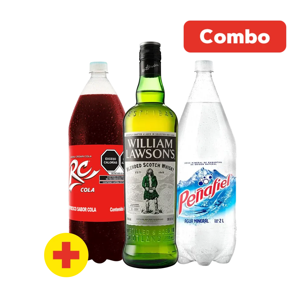 COMBOS WHISKY  WILLIAM LAWSON  + RC COLA + PEÑAFIEL 1  PAQ.