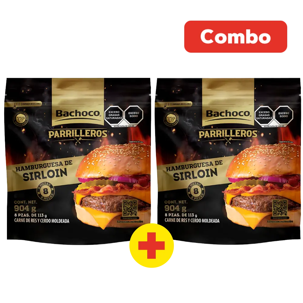 COMBO PIEZAS DE HAMBURGUESA SIRLOIN  BOLSA  BACHOCO 904  GR.