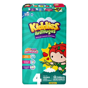 PAÑAL INFANTIL KIDDIES ANTIFUGAS GRANDE TALLA 4 40  PZA.