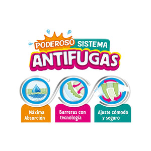 PAÑAL INFANTIL KIDDIES ANTIFUGAS GRANDE TALLA 4 40  PZA.