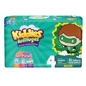 PAÑAL INFANTIL KIDDIES ANTIFUGAS GRANDE TALLA 4 40  PZA.