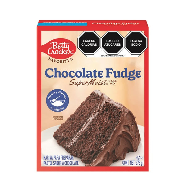 HARINA PARA PREPARAR PASTEL SABOR A CHOCOLATE FUDGE BETTY CROCKER CAJA 375  GR.