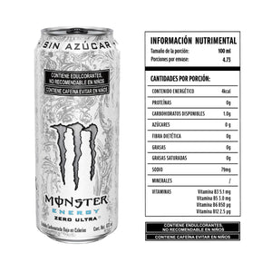 BEBIDA ENERGIZANTE MONSTER ZERO ULTRA 473  ML.