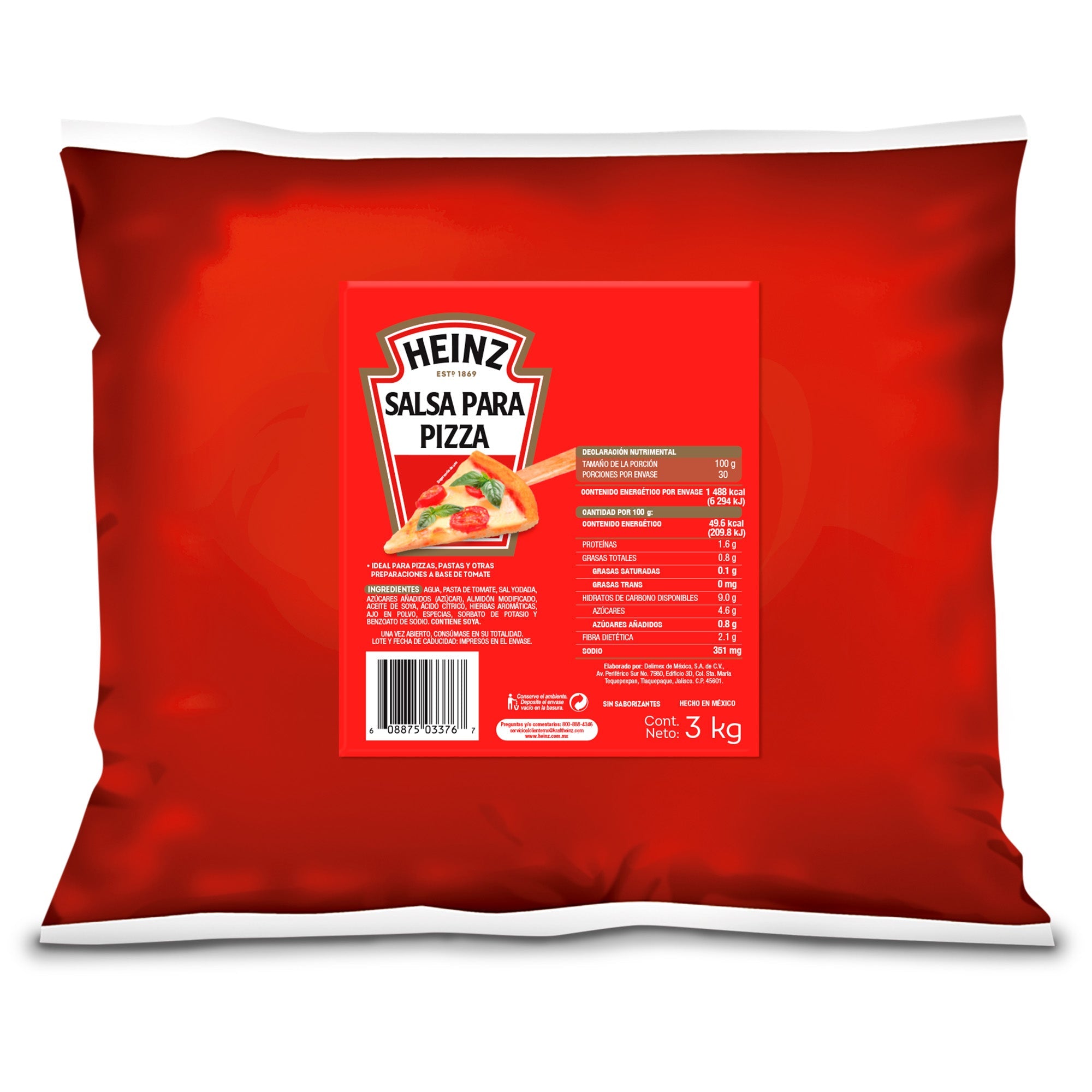 SALSA PARA PIZZA HEINZ POUCH 3  KG.