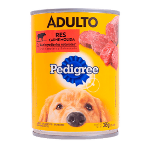 ALIMENTO PARA PERRO PEDIGREE ADULTO CARNE MOLIDA DE RES LATA 375  GR.