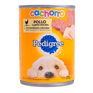 ALIMENTO PARA PERRO PEDIGREE CACHORRO CARNE MOLIDA  RES Y POLLO LATA 375  GR.