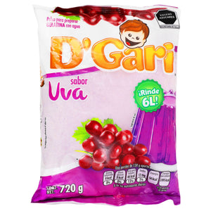 GELATINA SABOR UVA DGARI BOLSA 720  GR.