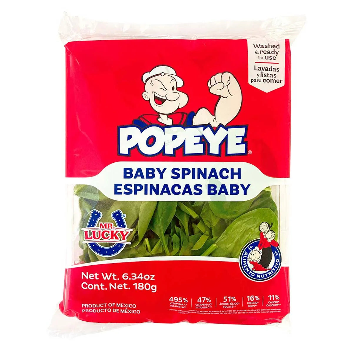 ESPINACA BABY POPEYE MR. LUCKY CHAROLA 180  GR.