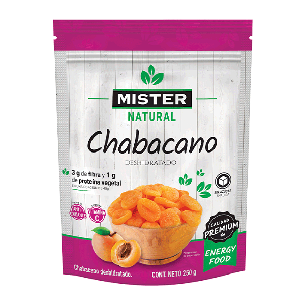 CHABACANO DESHIDRATADO MISTER NATURAL BOLSA 250  GR.