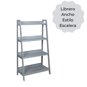 LIBRERO ANCHO ESTILO ESCALERA DE 4 NIVELES 1  PZA.