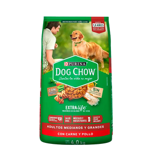 ALIMENTO PARA PERRO DOG CHOW ADULTO RAZAS GRANDES 21% PROTEÍNA BOLSA 4  KG.