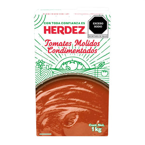 PURÉ DE TOMATE CONDIMENTADO HERDEZ TETRA 1  KG.