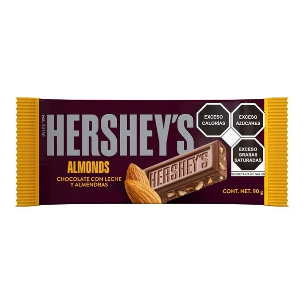 CHOCOLATE HERSHEY´S BARRA  ALMENDRAS 90  GR.