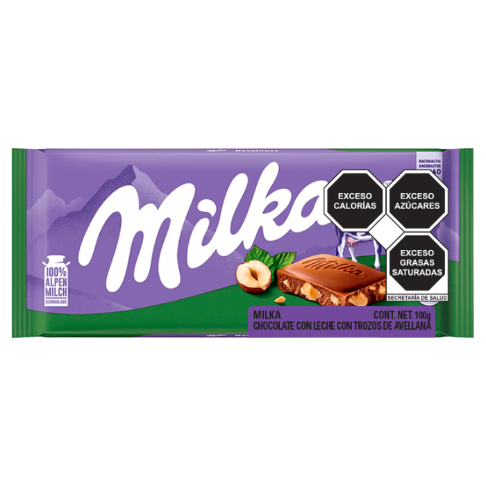 CHOCOLATE MILKA CON LECHE HAZELNUT CON AVELLANA 100  GR.