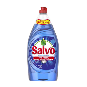 DETERGENTE LIQUIDO LAVATRASTES SALVO POWER CLEAN 1.200  LT.