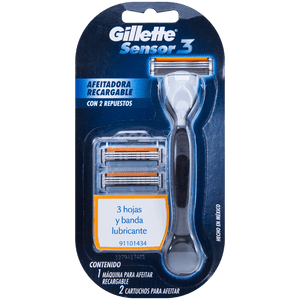 GILLETTE SENSOR 3 MÁQUINA PARA AFEITAR RECARGABLE 3  PZA.