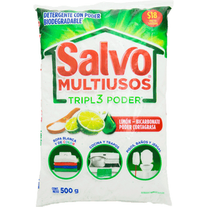 DETERGENTE EN POLVO SALVO MULTIUSOS 500  GR.