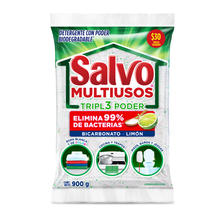 DETERGENTE EN POLVO SALVO MULTIUSOS 900  GR.