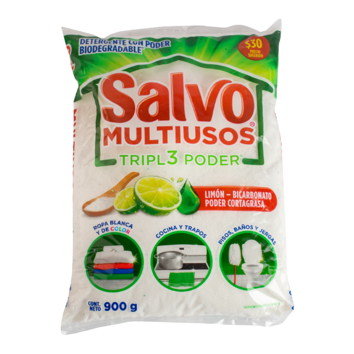 DETERGENTE EN POLVO SALVO MULTIUSOS 900  GR.