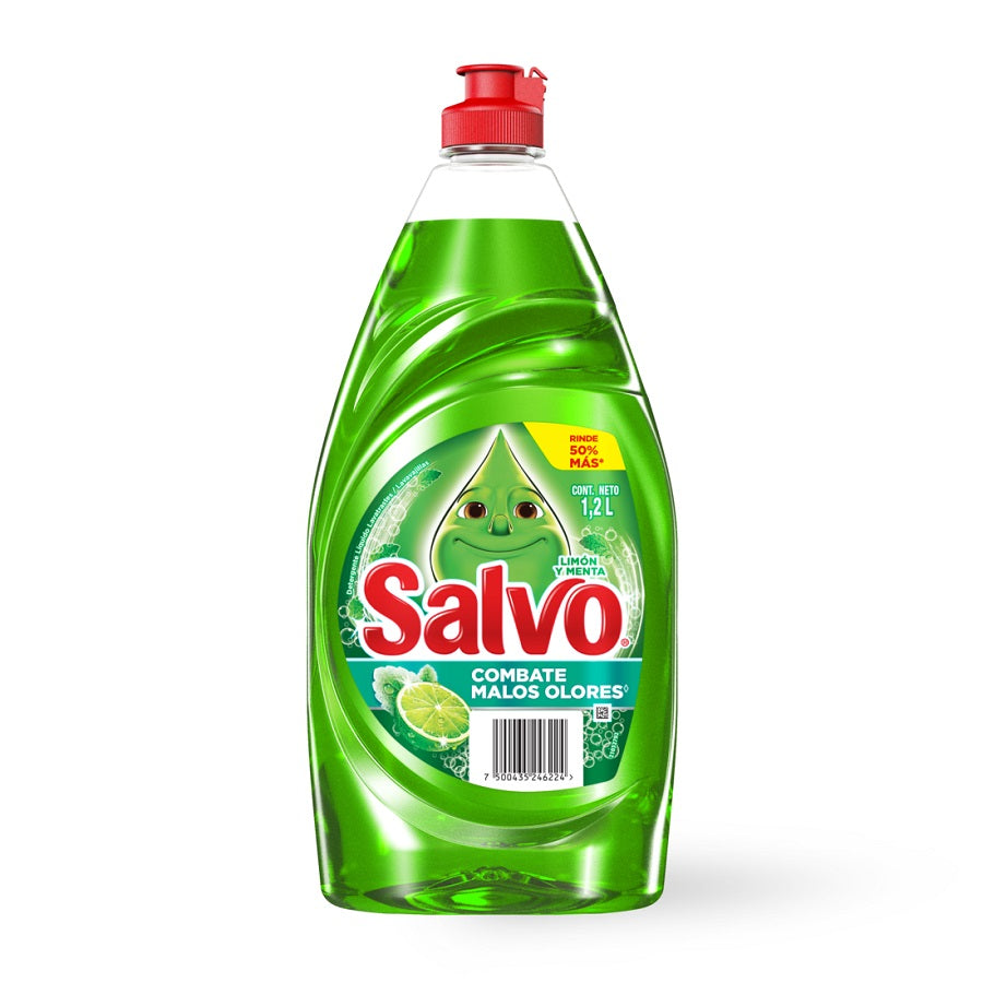 DETERGENTE LIQUIDO LAVATRASTES SALVO LIMON Y MENTA 1.200  LT.