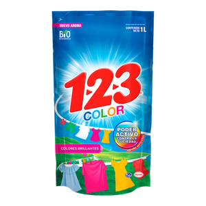 DETERGENTE LIQUIDO 123 POUCH COLOR 1  LT.