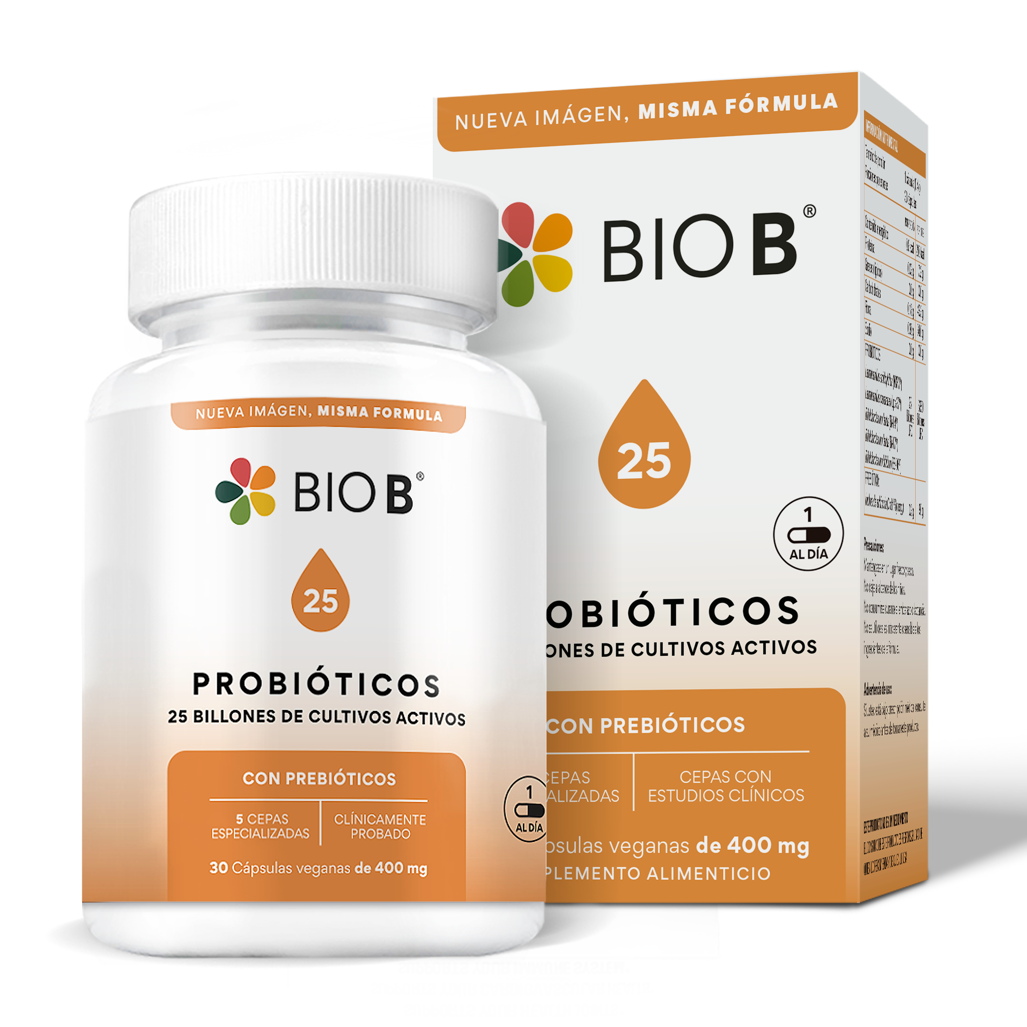 PROBIÓTICOS 25 BILLONES BIO B FRASCO 30 CAPSULAS 1  PZA.