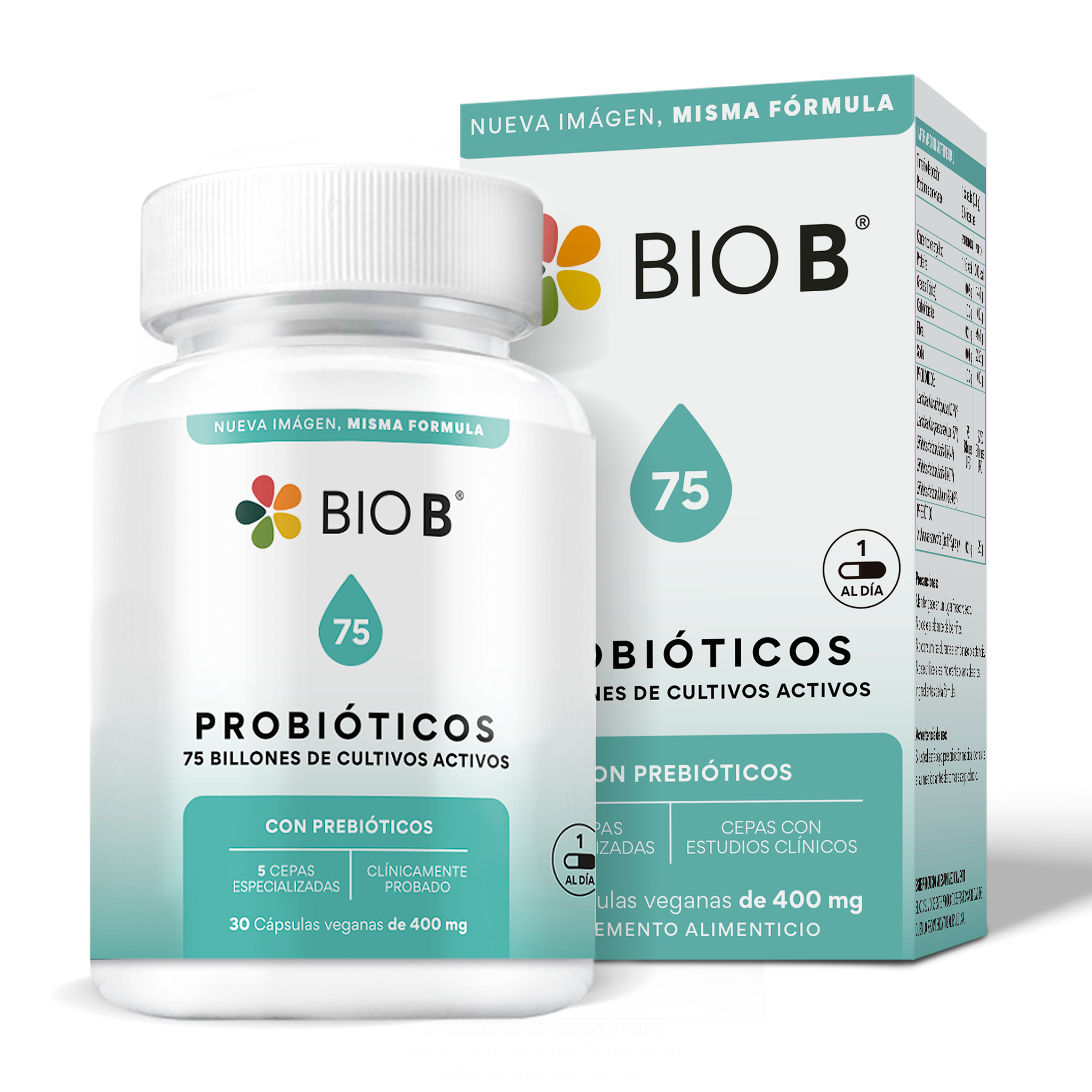 PROBIÓTICOS 75 BILLONES BIO B FRASCO 30 CAPSULAS 1  PZA.