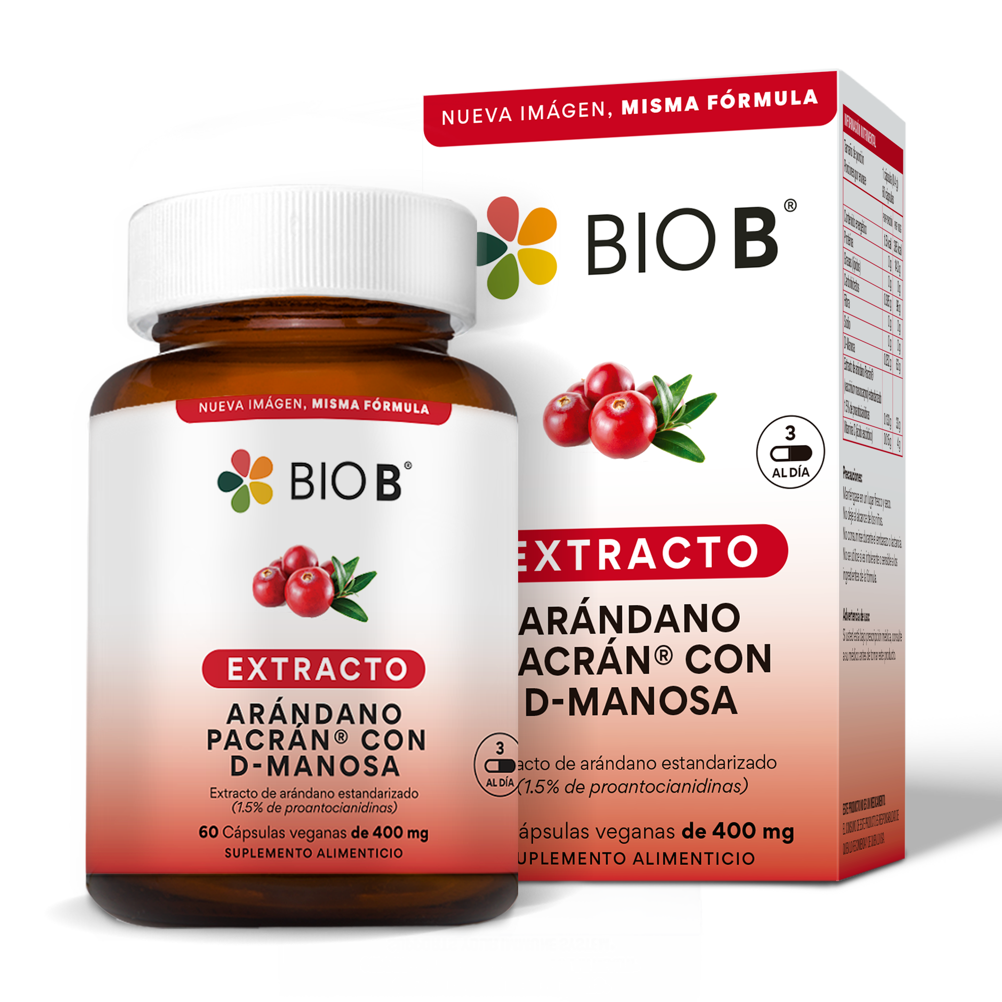 EXTRACTO DE ARÁNDANO CON D-MANOSA BIO B FRASCO 60 CAPSULAS 1  PZA.