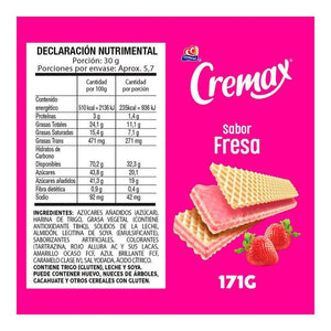 CREMAX DE NIEVE SABOR FRESA GAMESA PAQUETE 171  GR.