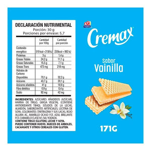 CREMAX DE NIEVE SABOR VAINILLA GAMESA PAQUETE 171  GR.