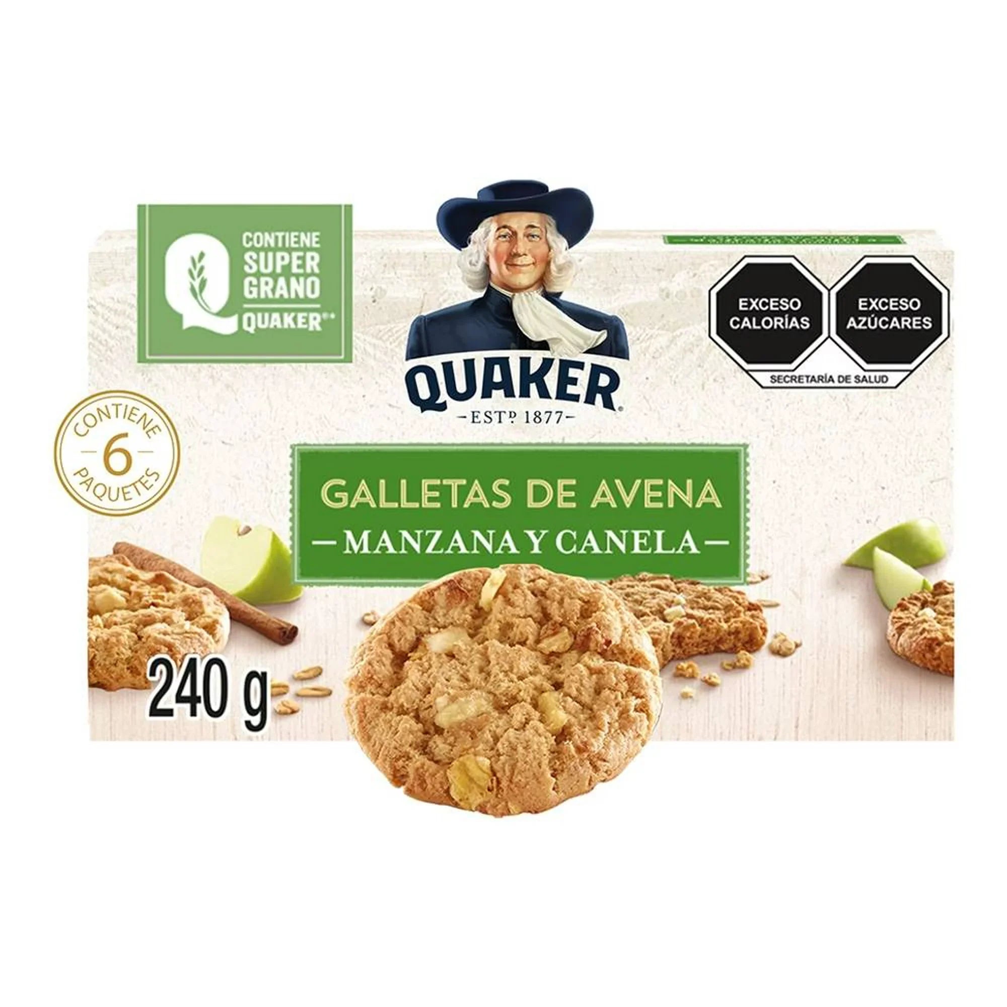 GALLETA DE  AVENA MANZANA Y CANELA QUAKER CAJA 240  GR.