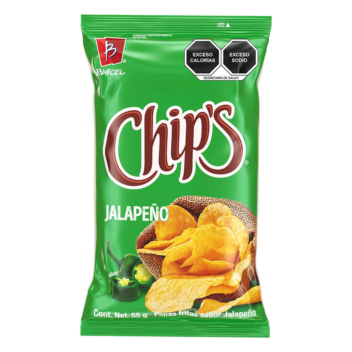 PAPAS CHIPS JALAPEÑO 55  GR.