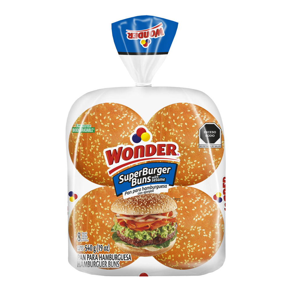 PAN PARA HAMBURGEUSA SUPER BOLLOS WONDER 540  GR.