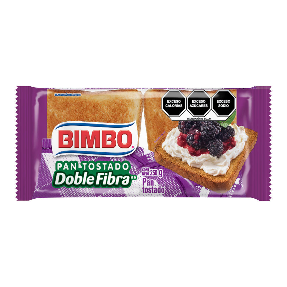 PAN TOSTADO DOBLE FIBRA BIMBO 250  GR.