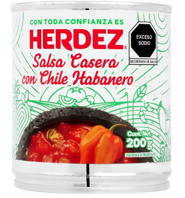 SALSA CASERA CON CHILE HABANERO HERDEZ 200  GR.