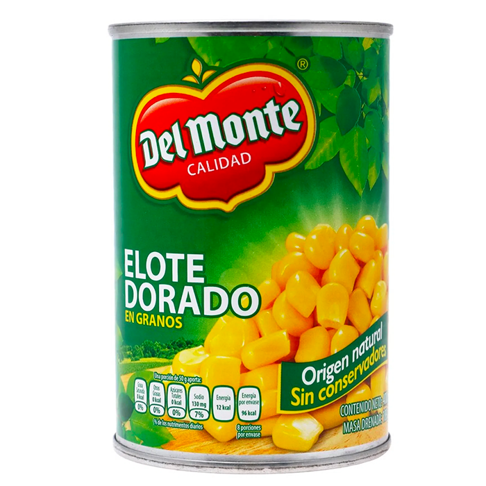 ELOTE DORADO ENTERO  DEL MONTE  LATA 400  GR.