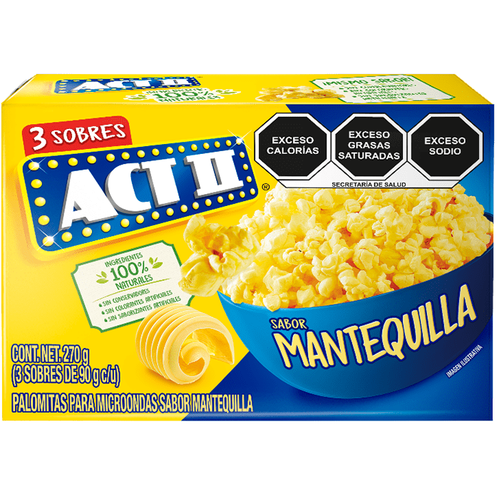 PALOMITAS ACT II 3PACK SABOR MANTEQUILLA 90 GRS 270  GR.