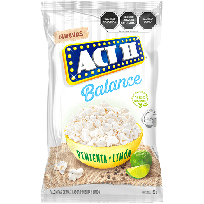 PALOMITAS REVENTADAS ACTII BALANCE PIMIENTA Y LIMON 130  GR.