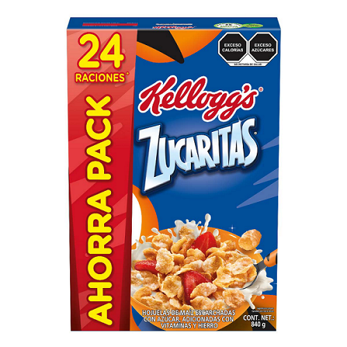 ZUCARITAS HOJUELAS DE MAIZ ESCARCHADAS CON AZUCAR KELLOGG´S  RINDE 24 RACIONES 840  GR.