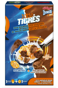 ZUCARITAS MIX  HOJUELAS DE MAIZ ESCARCHADAS CON AZUCAR Y HOJUELAS SABOR CHOCOLATE DE KELLOGS 410  GR.