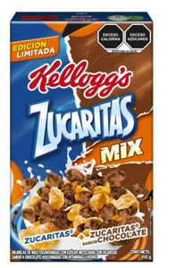 ZUCARITAS MIX  HOJUELAS DE MAIZ ESCARCHADAS CON AZUCAR Y HOJUELAS SABOR CHOCOLATE DE KELLOGS 410  GR.