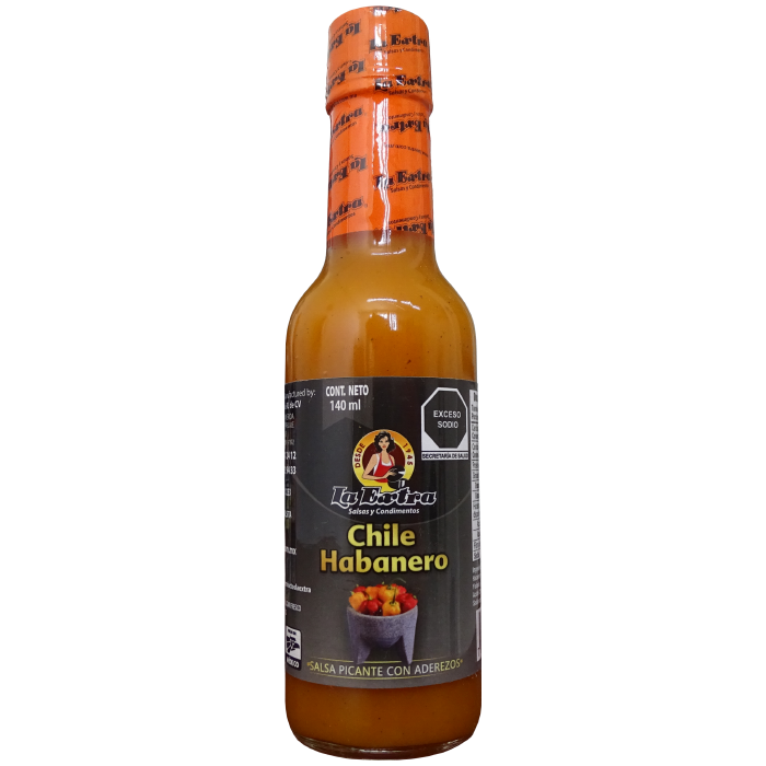 SALSA DE CHILE HABANERO ARTESANAL CON ADEREZOS  LA EXTRA BOTELLA 140  ML.