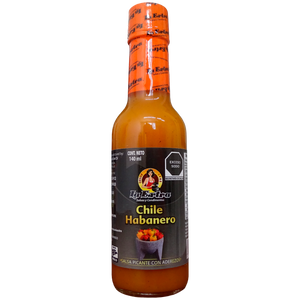 SALSA DE CHILE HABANERO ARTESANAL CON ADEREZOS  LA EXTRA BOTELLA 140  ML.