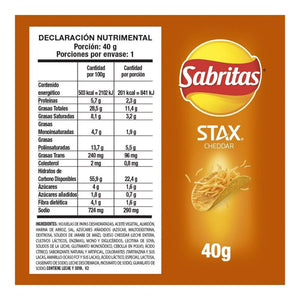 PAPAS LAYS STAX SABOR CHEDDAR DE 40GRS 40  GR.