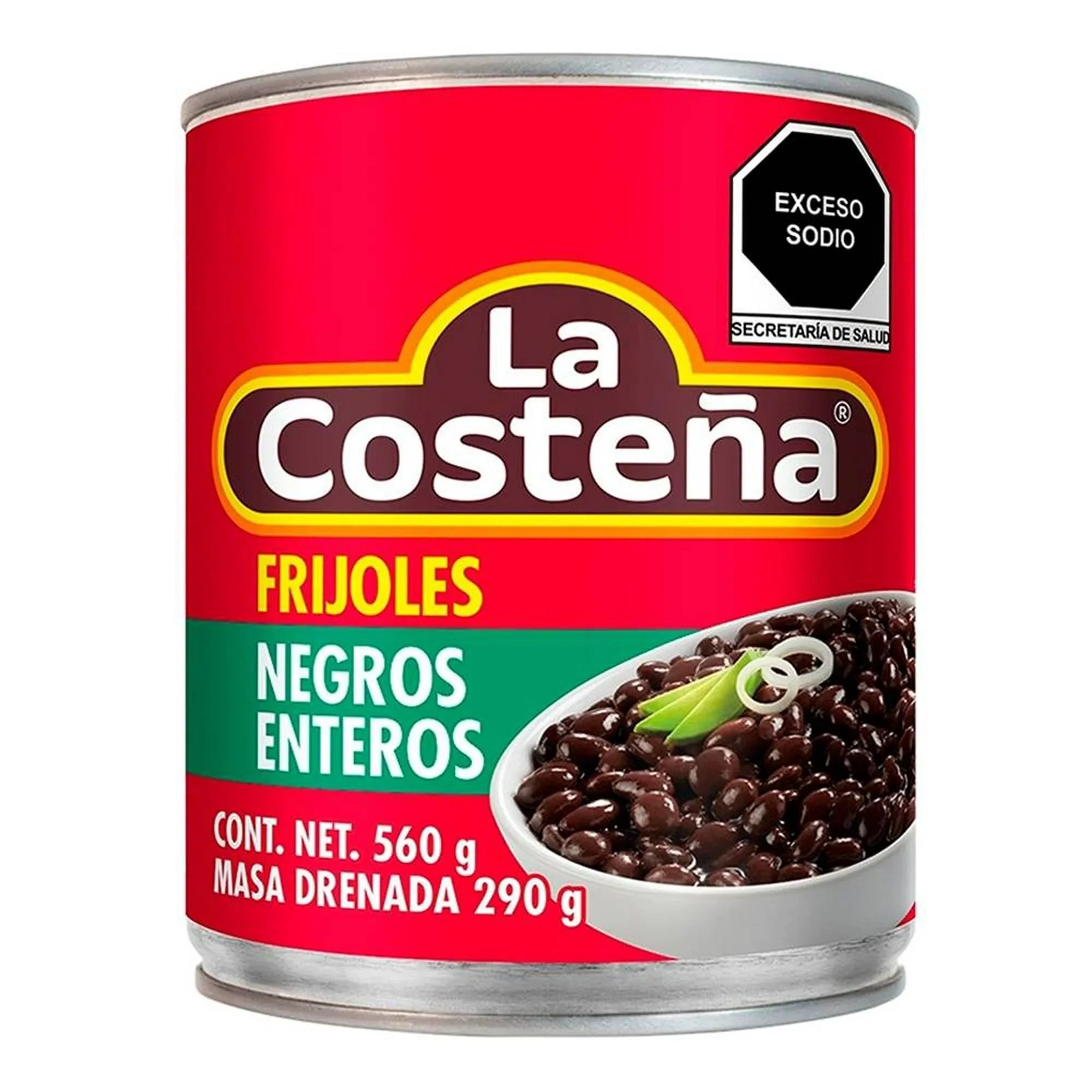 FRIJOLES ENTEROS NEGROS LA COSTEÑA LATA 560  GR.