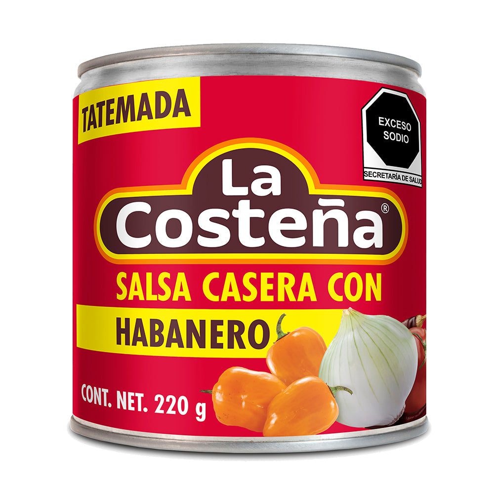 SALSA CASERA ROJA CON HABANERO LA COSTEÑA LATA 220  GR.