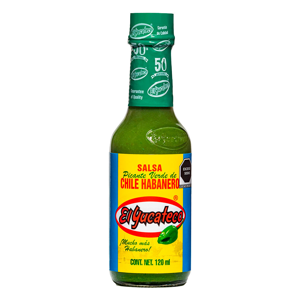 SALSA DE CHILE HABANERO VERDE EL YUCATECO BOTELLA 120  ML.