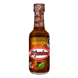 SALSA DE CHILE HABANERO Y CAFÉ EL YUCATECO BOTELLA 120  ML.