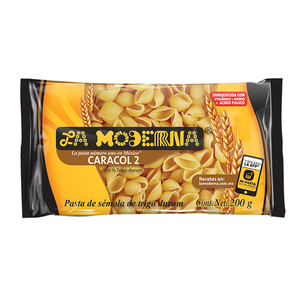 PASTA DE SEMOLA DE TRIGO DURUM CARACOL 2 LA MODERNA 200  GR.